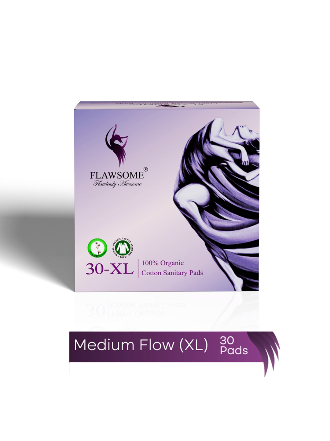 Flawsome Organic Pure Cotton Leakproof Sanitary Pads - XL - 30-Pcs