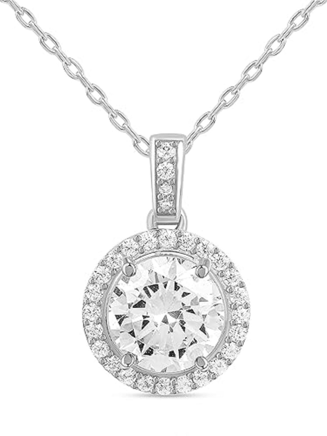 ROOVI 925 Sterling Silver Silver-Plated Pendant With Chain