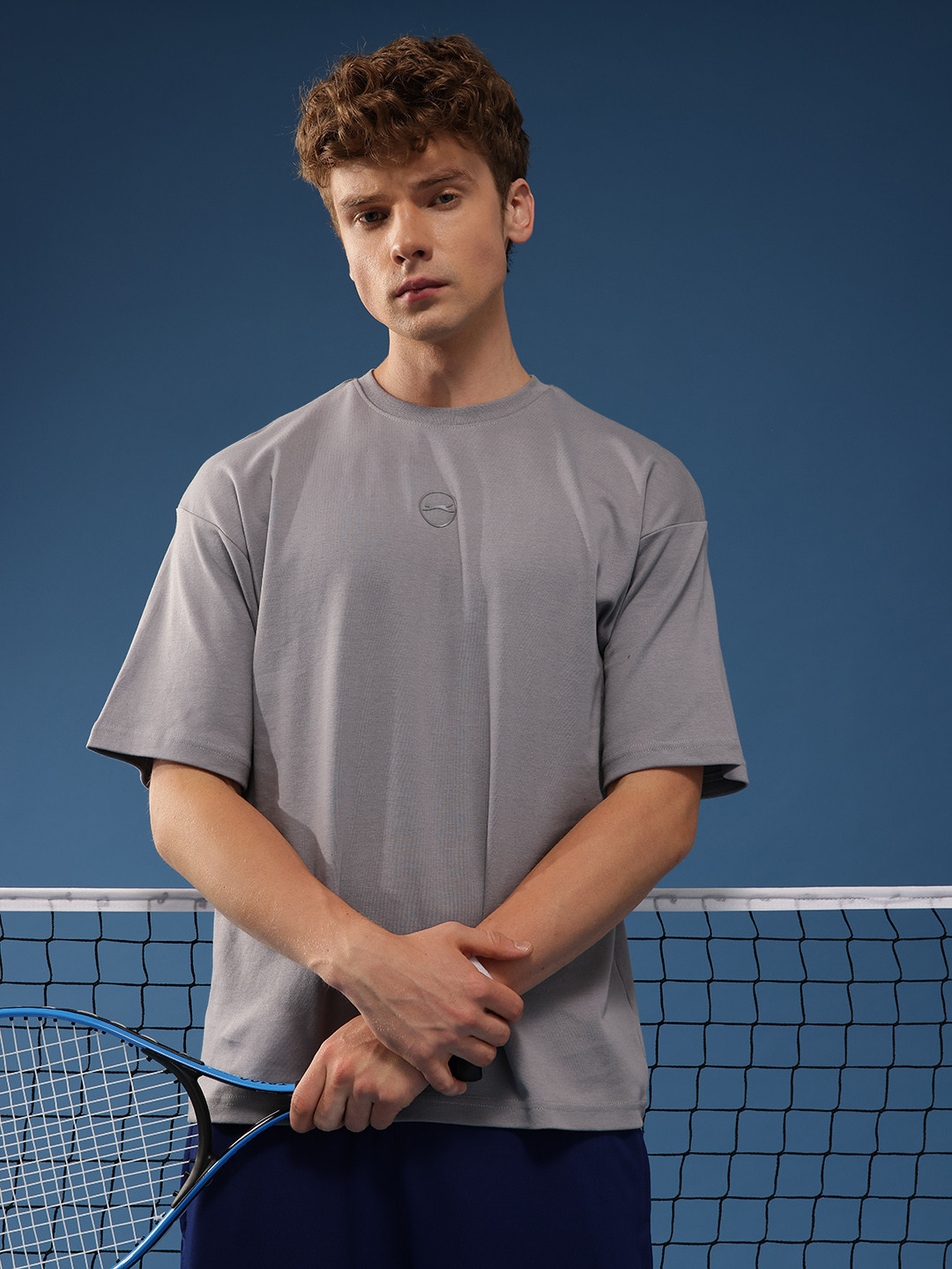 Slazenger Drop-Shoulder Sleeves Relaxed Fit Pure Cotton Sports T-shirt
