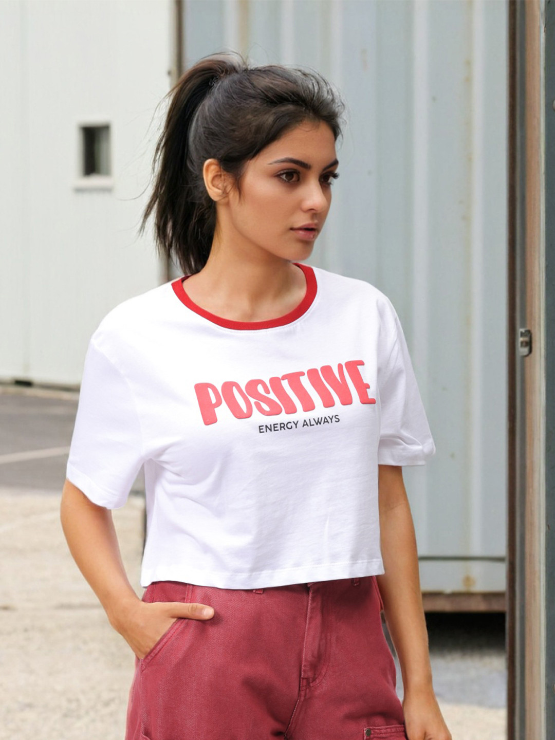 Freehand by The Indian Garage Co Women Typography Printed Extended Sleeves Applique T-shirt