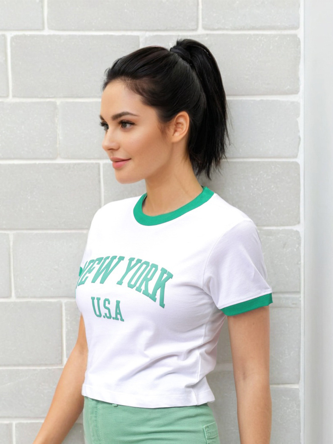 Freehand by The Indian Garage Co Women Typography Printed Slim Fit T-shirt
