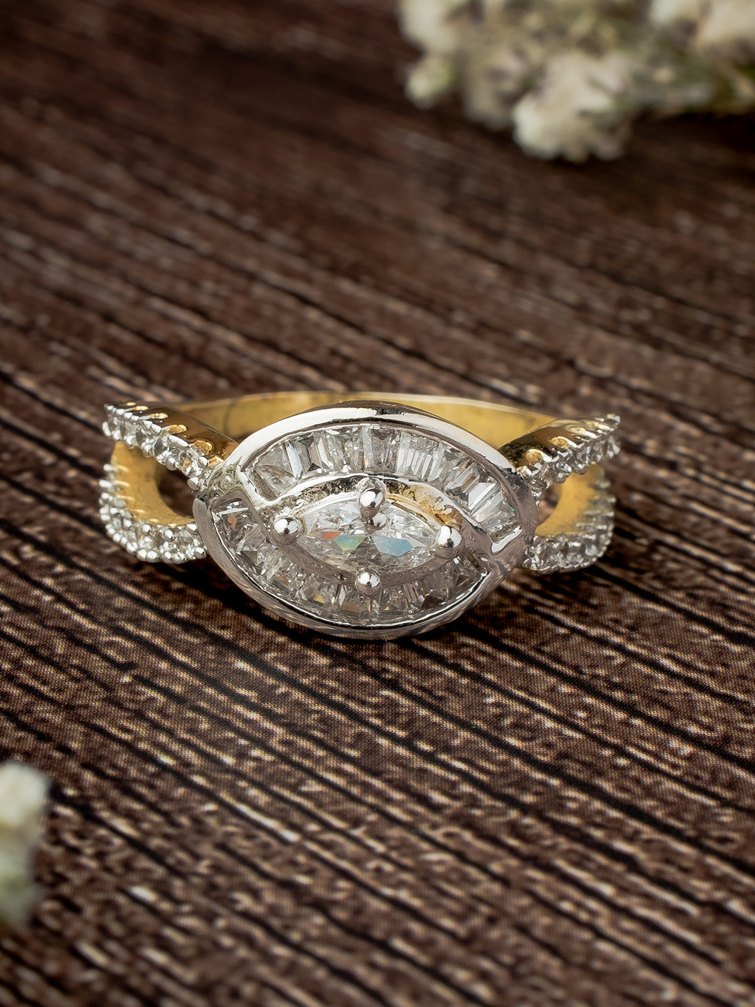 vivinia BY VIDHI MEHRA Womens Zia 2.0 Gold Plated Zircon Ring