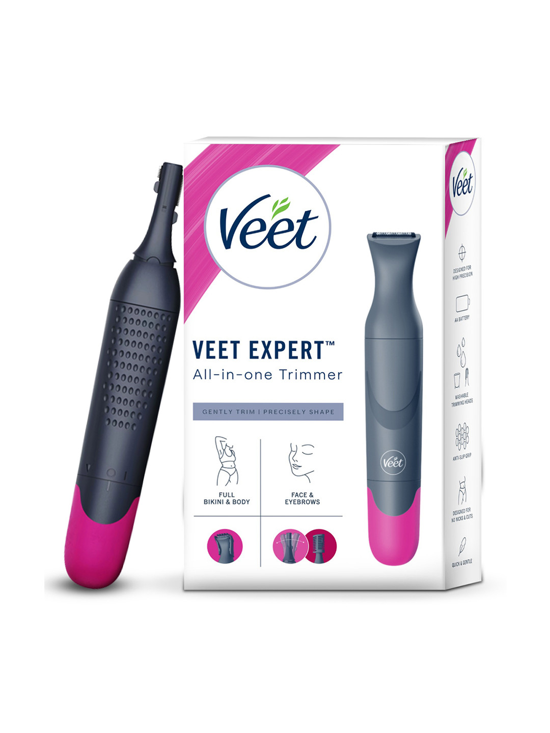 Veet Women All In One Full Body Trimmer for Bikini, Face & Body - Grey