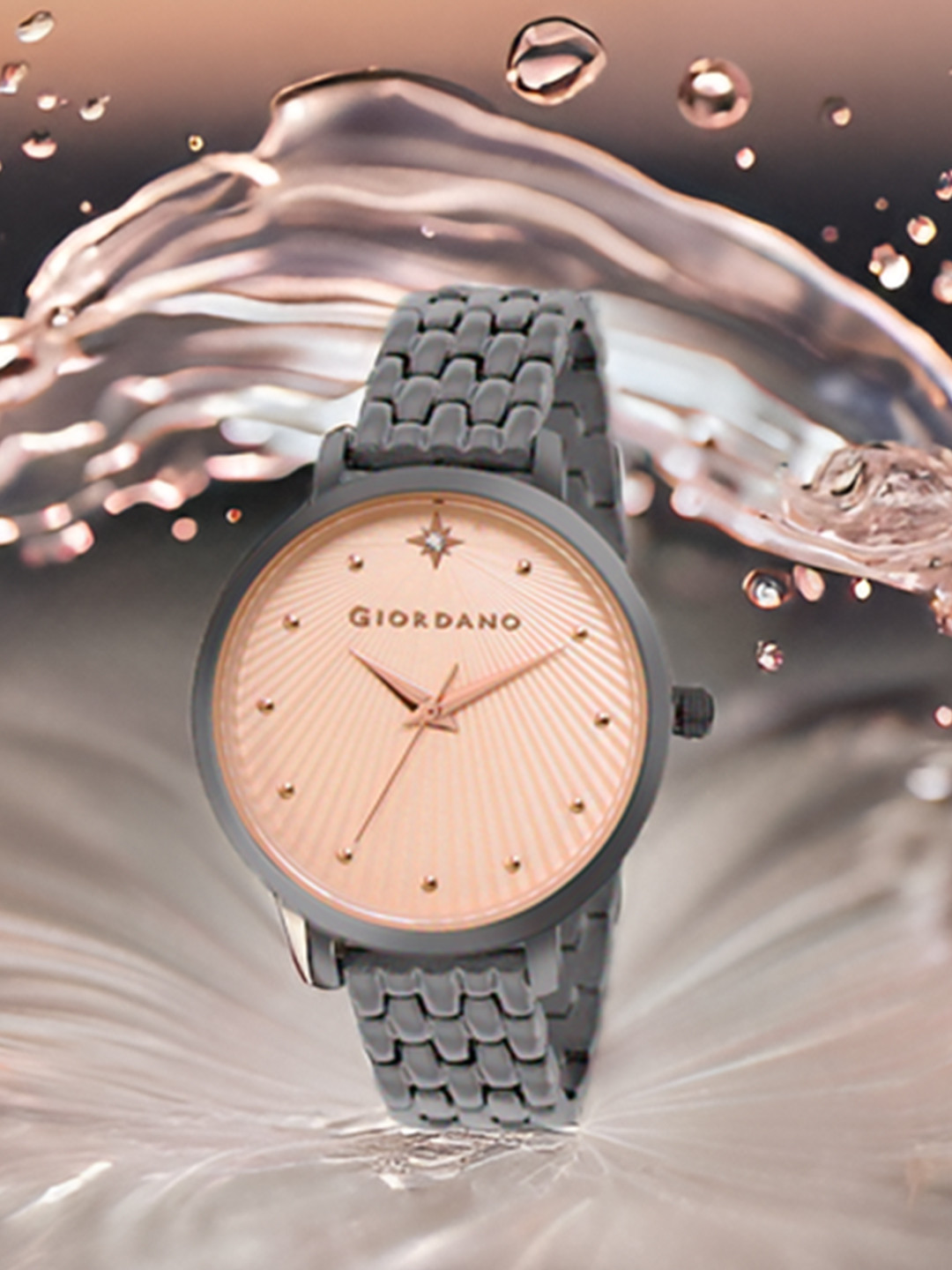 GIORDANO Women Embellished Dial & Stainless Steel Straps Analogue Watch GD-4210-44