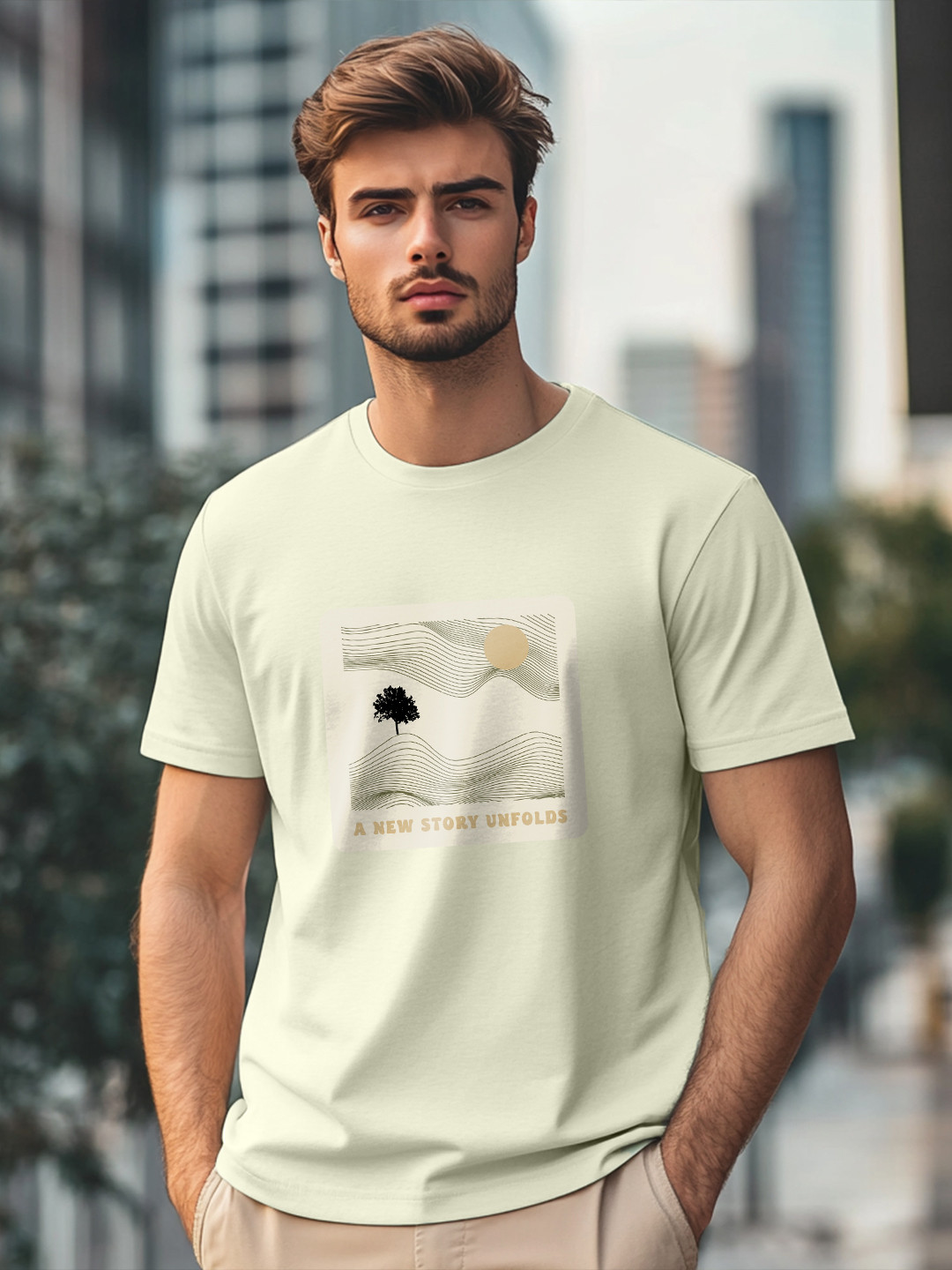 NOBERO Pure Cotton Graphic Round Neck Short Sleeves T-shirt
