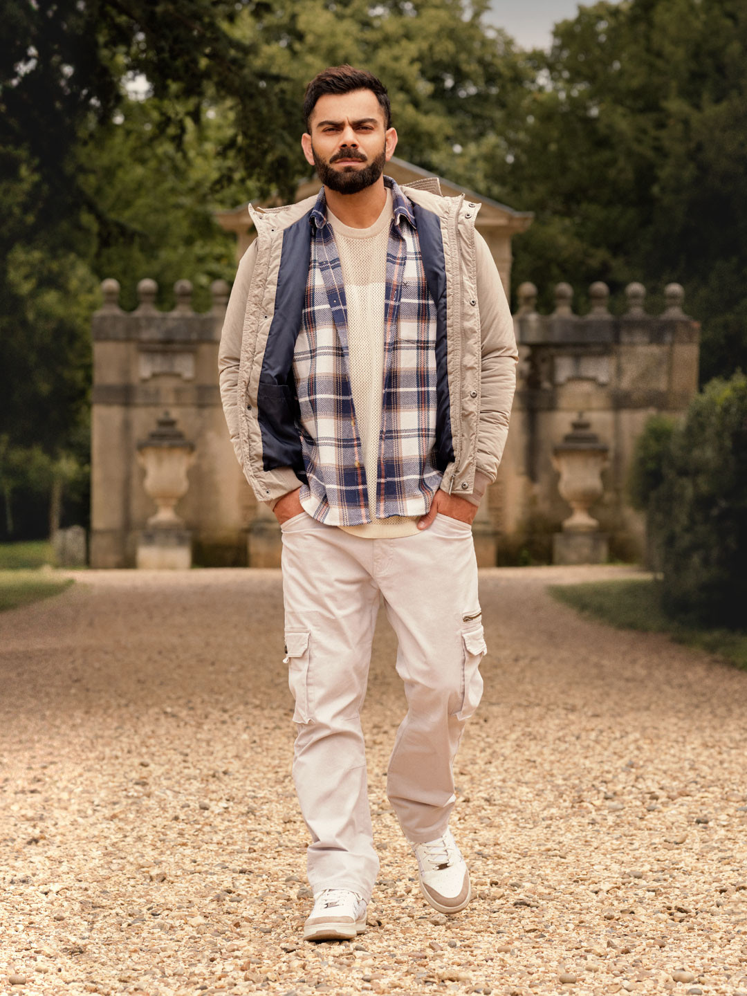 WROGN Men Geometric Checked Nylon Puffer Jacket with Patchwork