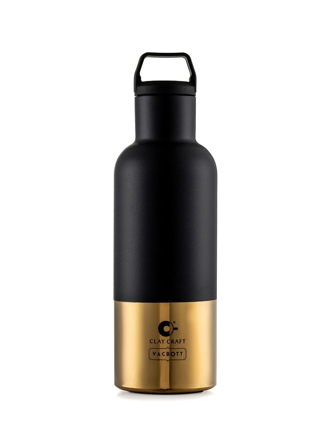 CLAY CRAFT Vacbott Black Brand Logo Printed BPA Free Double Wall Vacuum Water Bottle 700ML