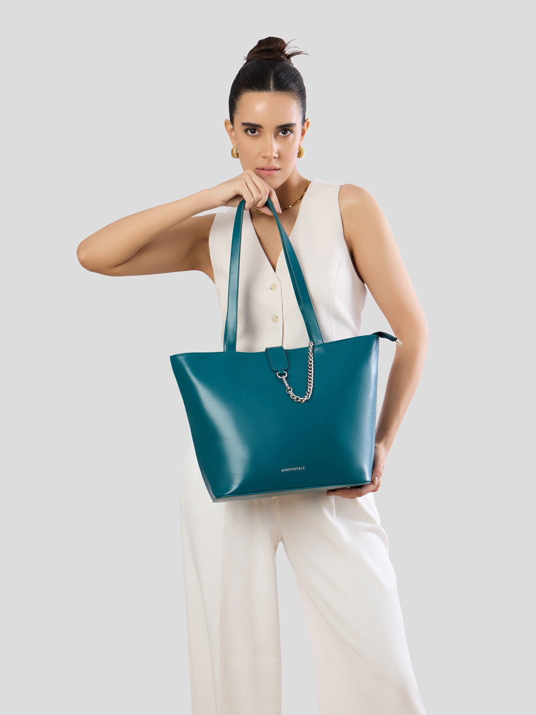 Aeropostale PU Structured Tote Bag