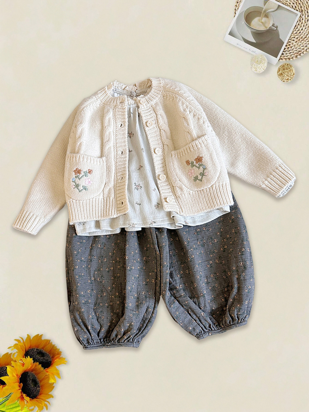 FOREVER FRIDAY Girls Cable Knit Cotton Cardigan