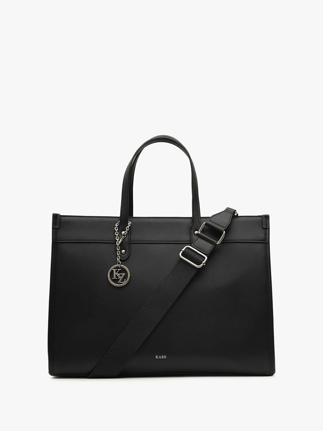 Kazo Marquis Buckle Detail Synthetic Leather Water Resistant Oversized Structured Tote Bag