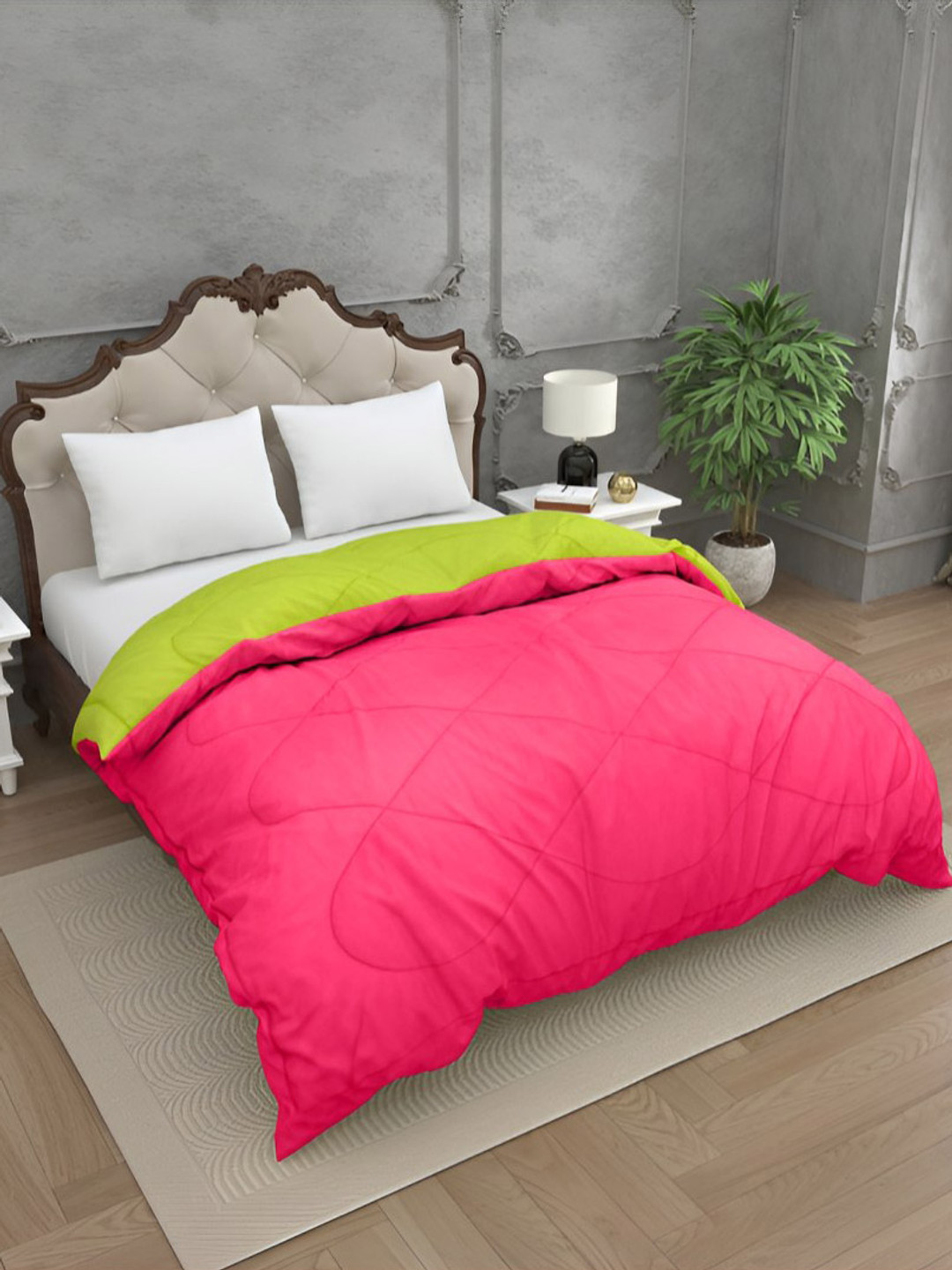 BED-SHEET.COM Red & Green Microfiber Mild Winter 300 GSM Double Bed Comforter