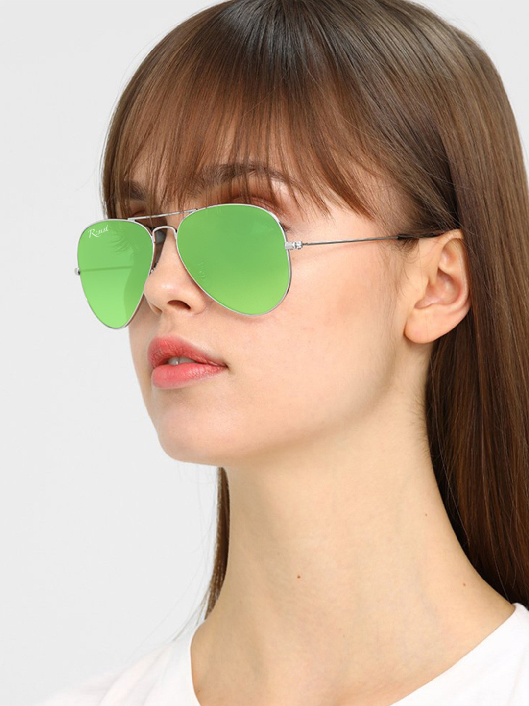 RESIST EYEWEAR Unisex Aviator Sunglasses AIRCRAFTS SILVER GREEN CANDY 1
