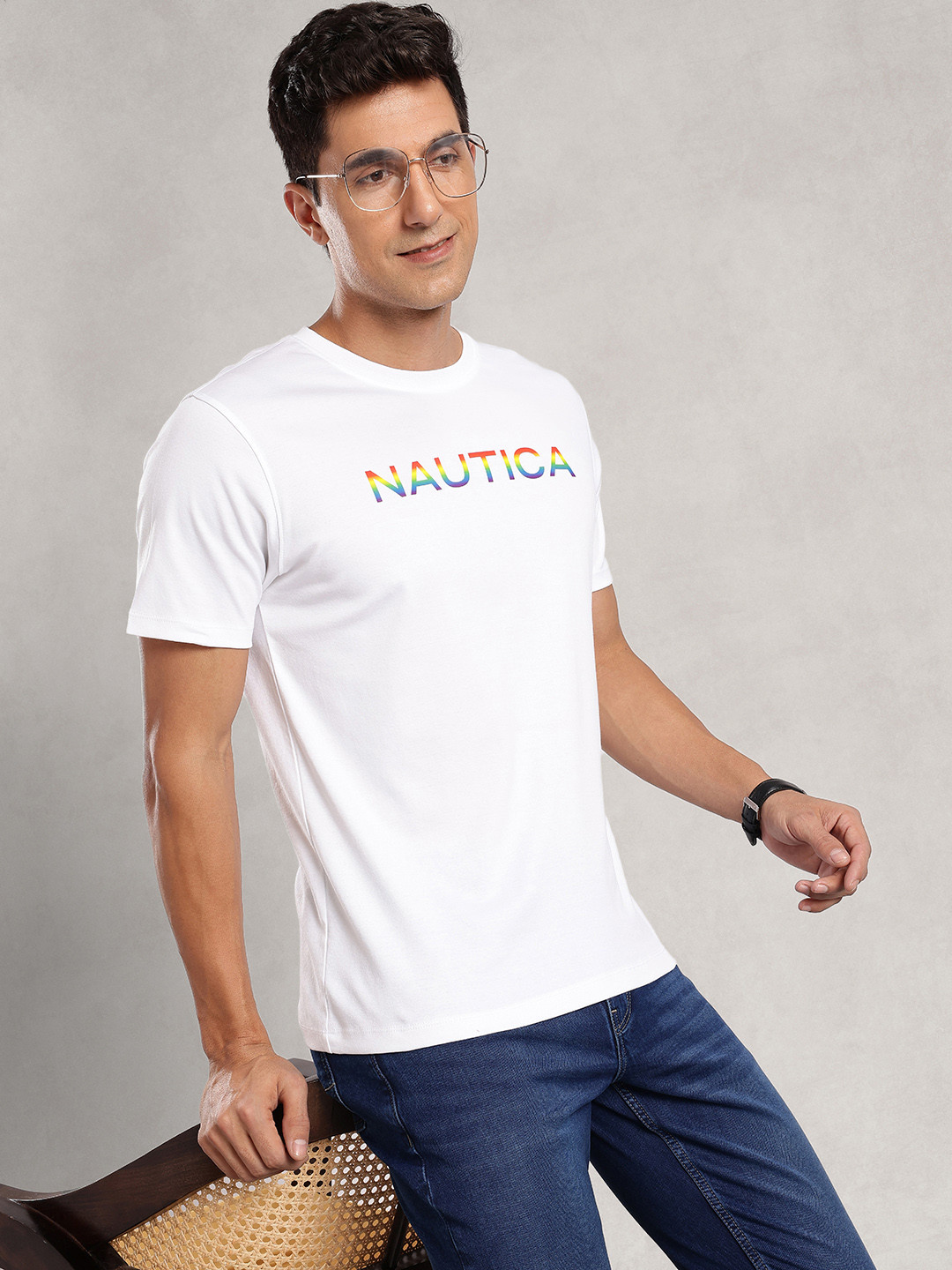 Nautica Pride Collection Brand Logo Printed Pure Cotton T-shirt