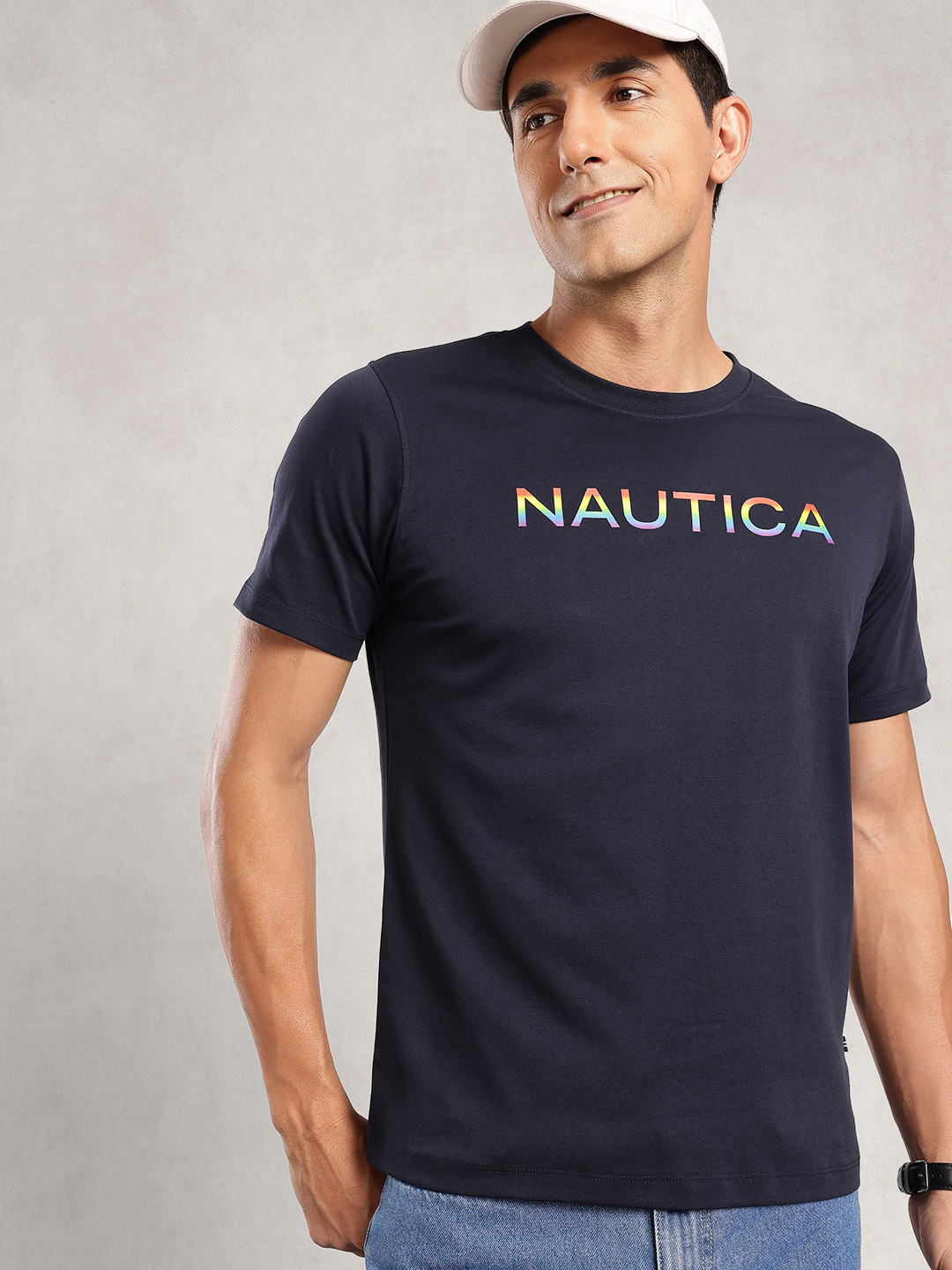 Nautica Pride Collection Brand Logo Printed Pure Cotton T-shirt