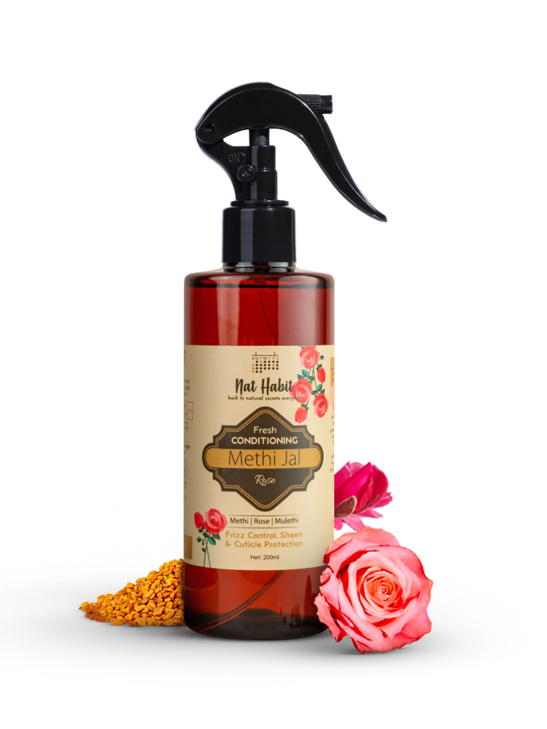 Nat Habit Rose Conditioning Methi Jal Hair Serum for Frizz & Damaged Hair - 200 ml