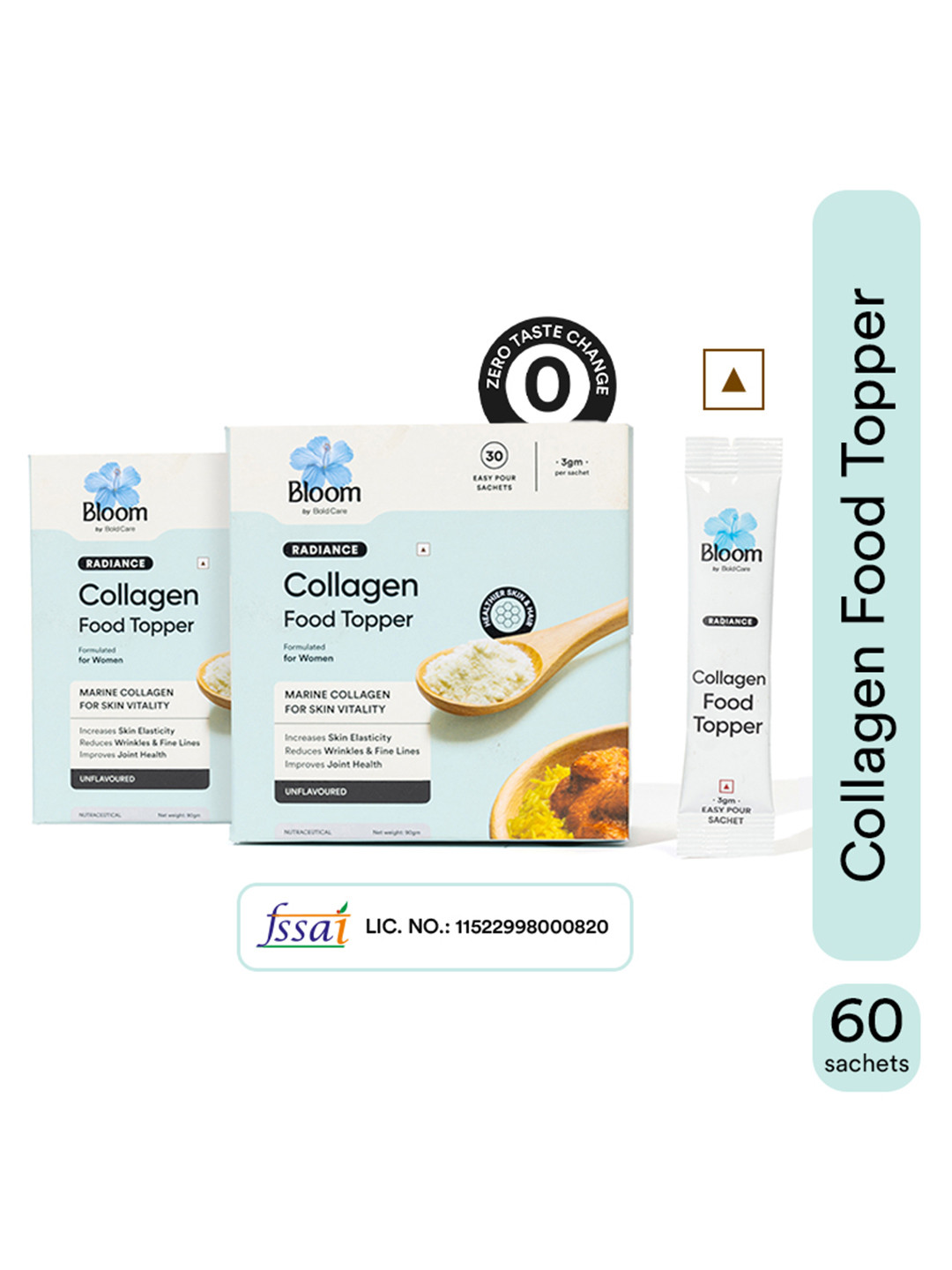 Bloom Set Of 2 Collagen Food Topper Powder - 90 g Each