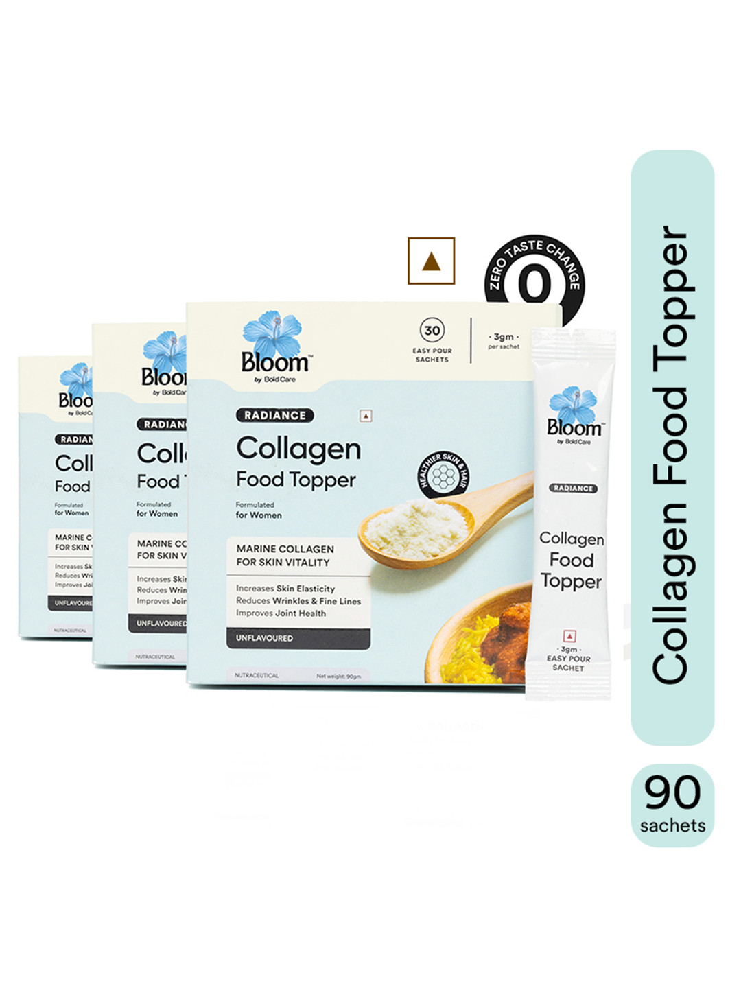 Bloom Set Of 3 Collagen Food Topper Powder - 30 Sachets Each