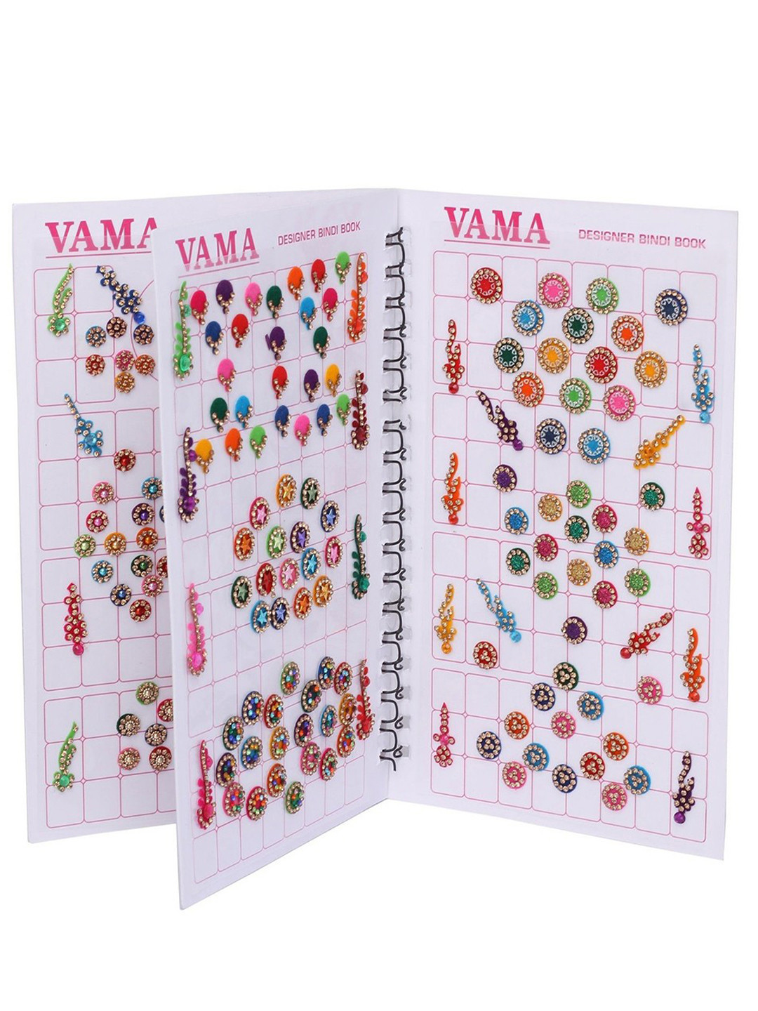 VAMA Women Multicolored Long Stone Bindi Book Kumkum Stickers