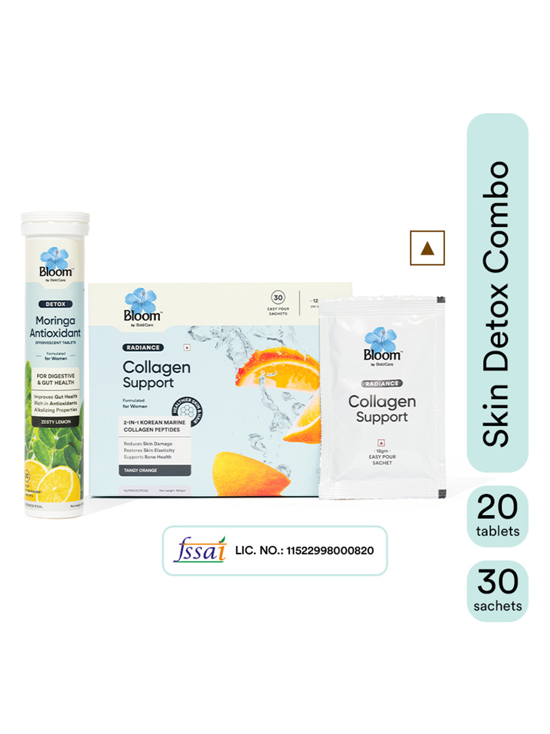 Bloom Moringa Antioxidants & Collagen + Antioxidants Combo - 20 Tablets & 30 Sachets