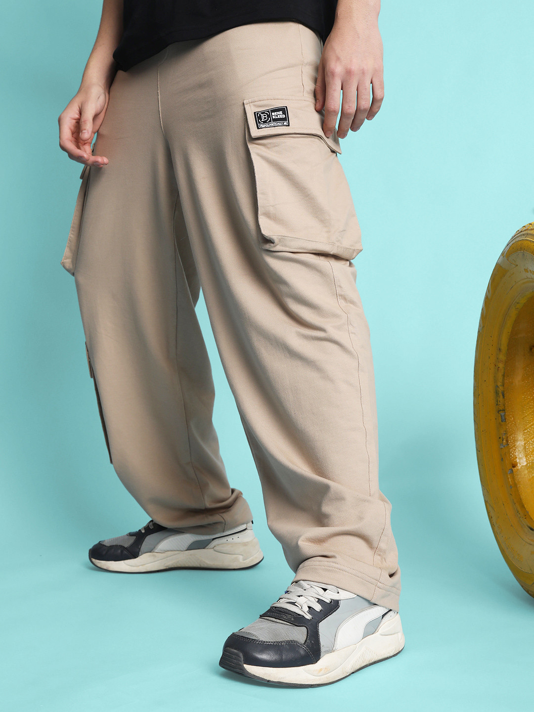 Bene Kleed Men Loose Ballon Fit Knitted Cargo Trousers