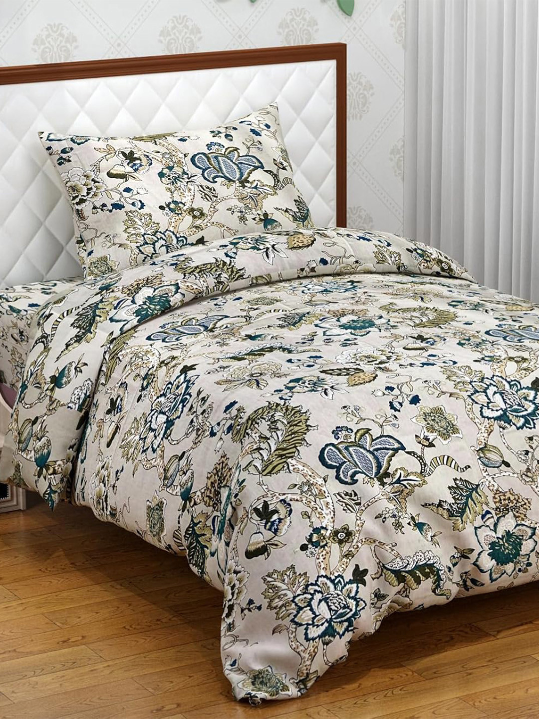 Trance Home Linen Pure Cotton Single Rajai Cover/Blanket Cover/Quilt Cover with Zipper