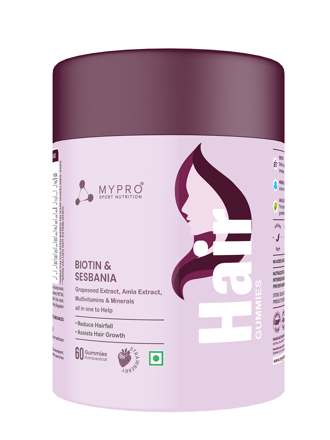 Mypro Sport Nutrition Biotin Hair Gummies For Stronger & Healthy Hair - 60 Pieces