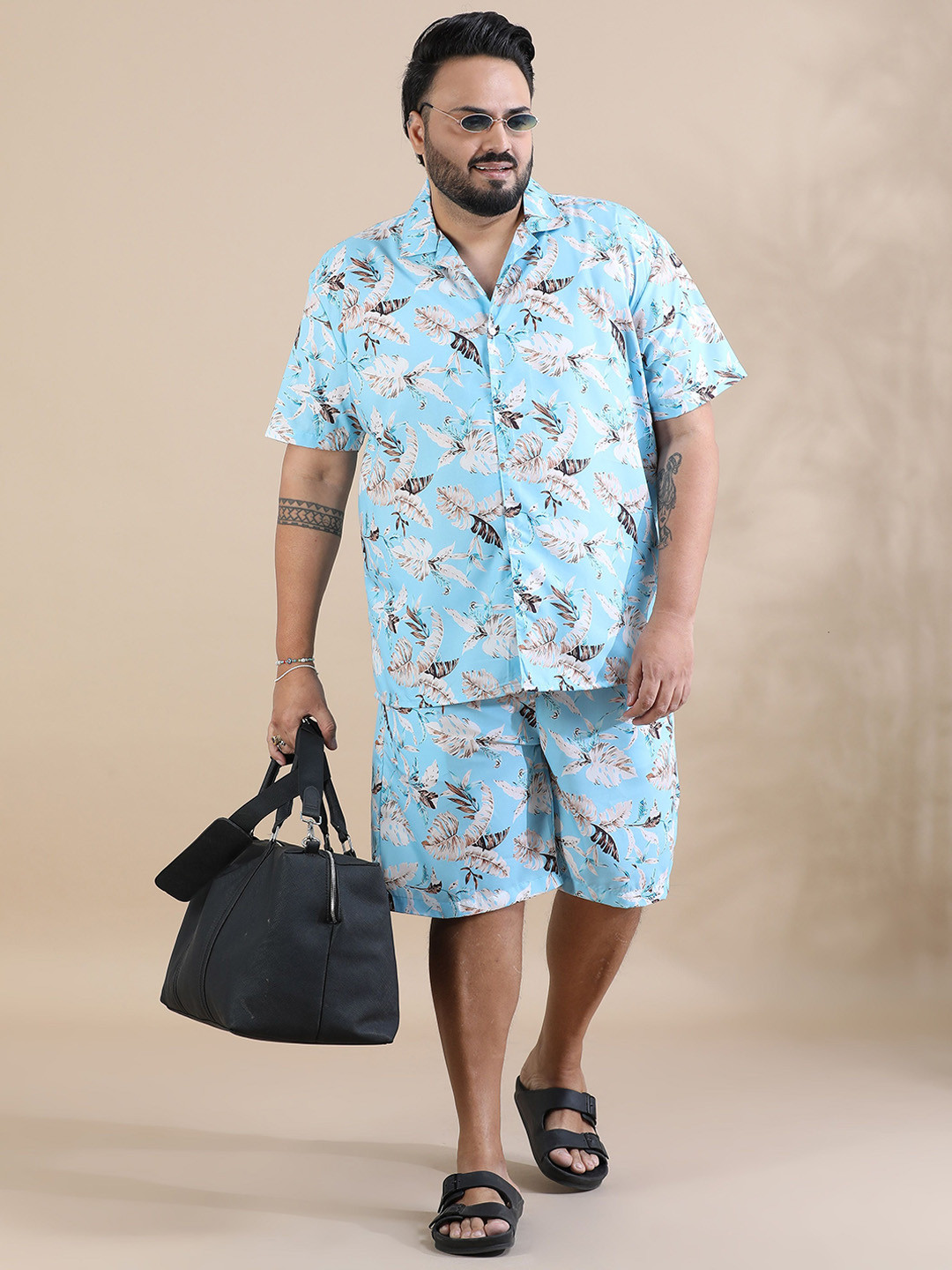 Bushirt Blue Printed Short Sleeves Shirt & Shorts Co-Ord Set