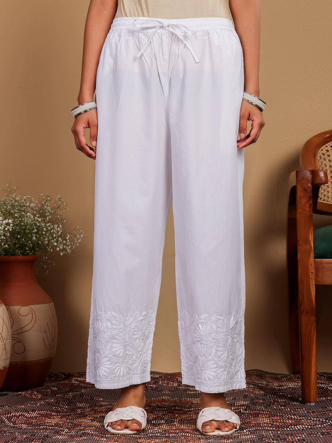 Chowkhat Chikankari Pure Cotton Palazzo