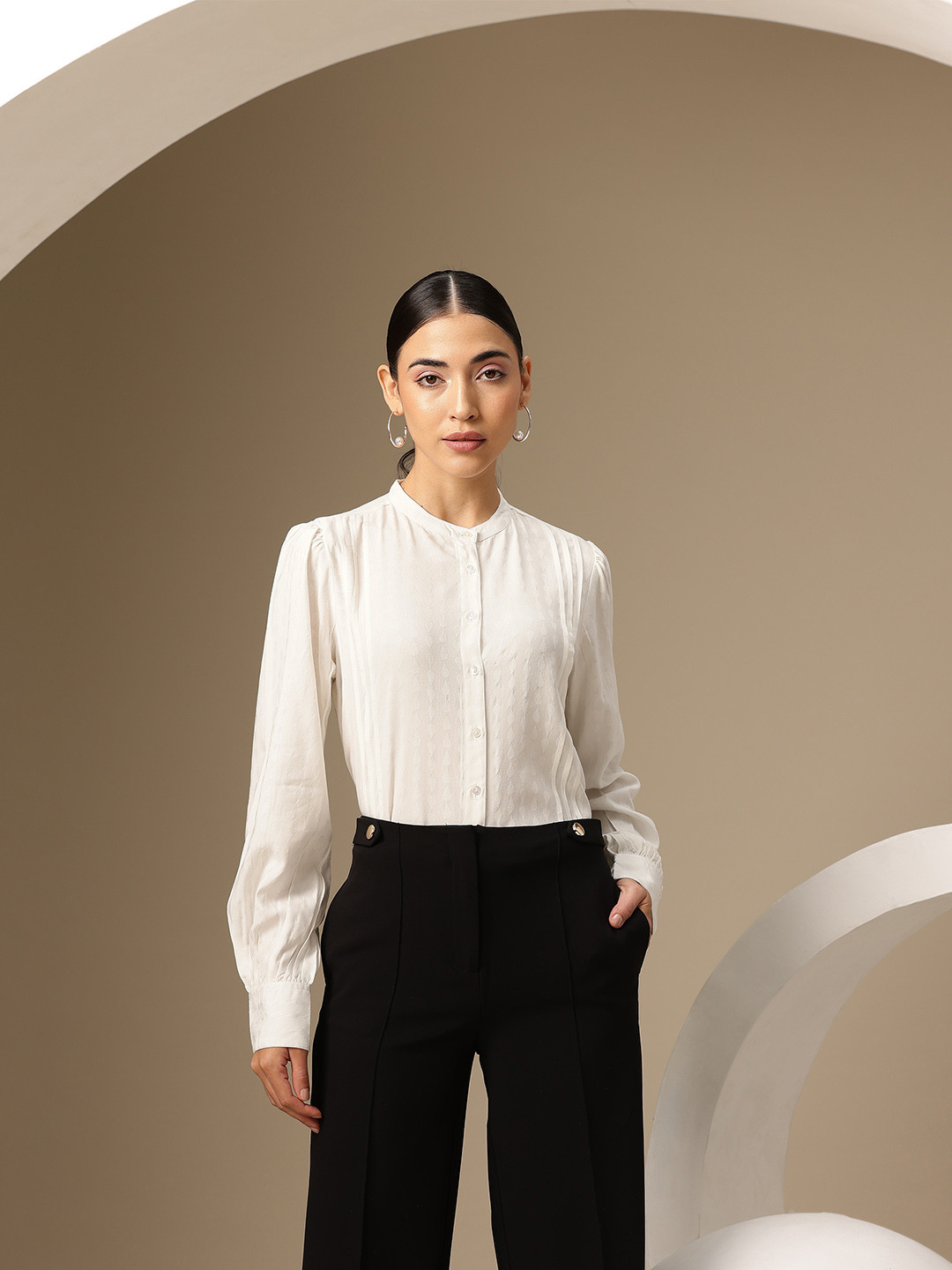 Chemistry Textured Classic Semi Sheer Shirt