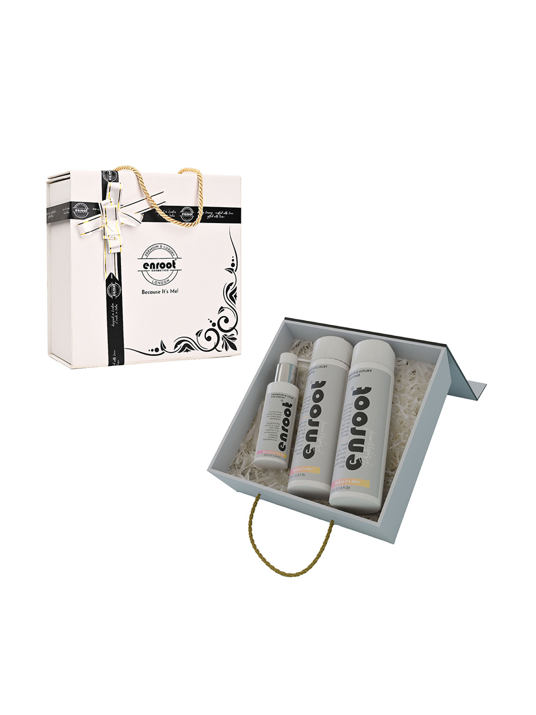 Enroot 3-Pcs Premium & Luxury Glow & Shine Shampoo Conditioner & Face Wash