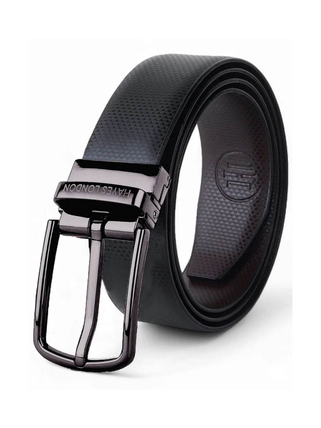 Hayes London Men Reversible Leather Belts PU Formal Belt With Metal Buckle Regal