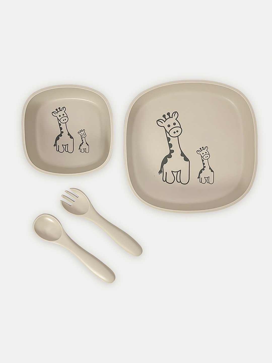 MiArcus Grey Cartoon Characters Silicone Microwave Safe 4 Piece Dinner Set