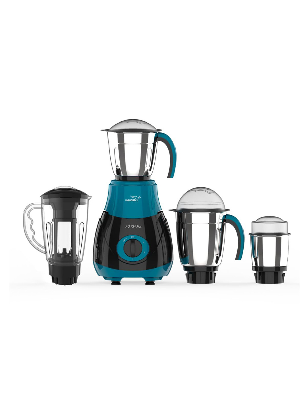 V-Guard AG 754 Blue Stainless Steel Elegant Look 4 Jars Wet and Dry Grinder with Juicer-750W