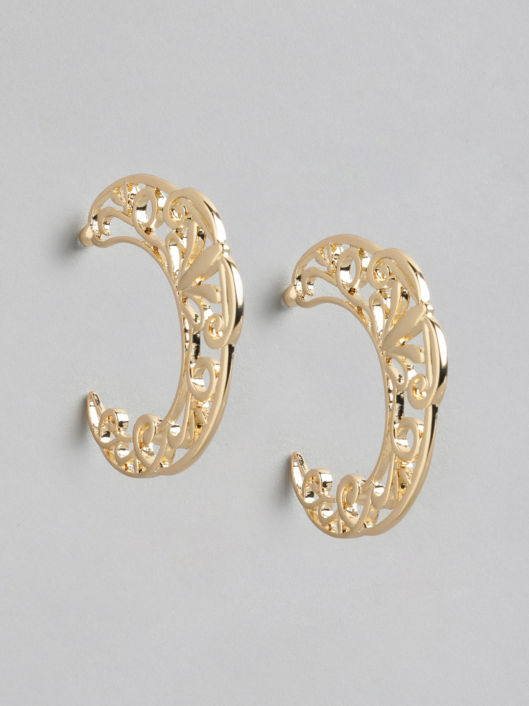 Forever New Gold Plated Crescent Shaped Half Hoop Earrings