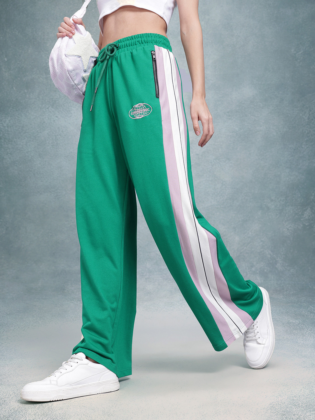 The Roadster Life Co. Women Relaxed Side Stripe Track Pants