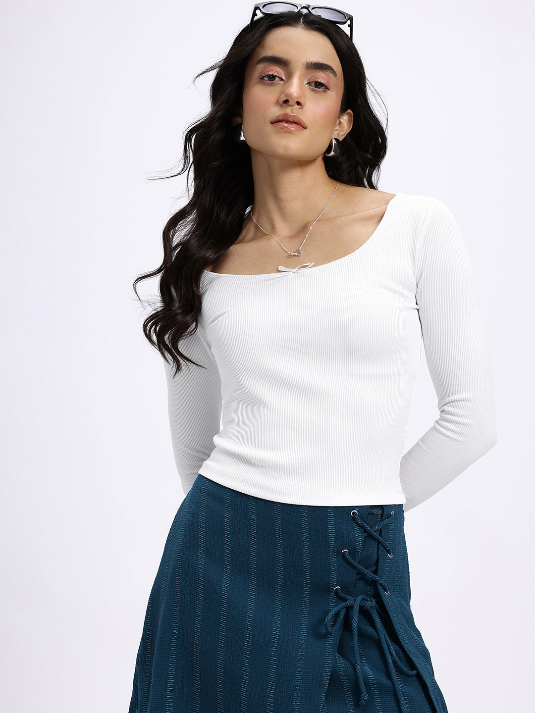 glitchez Ribbed Sculpted Ribbed Fitted Top