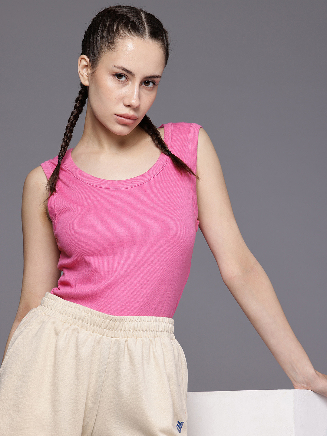 HRX by Hrithik Roshan Ribbed Sleeveless Tank Top