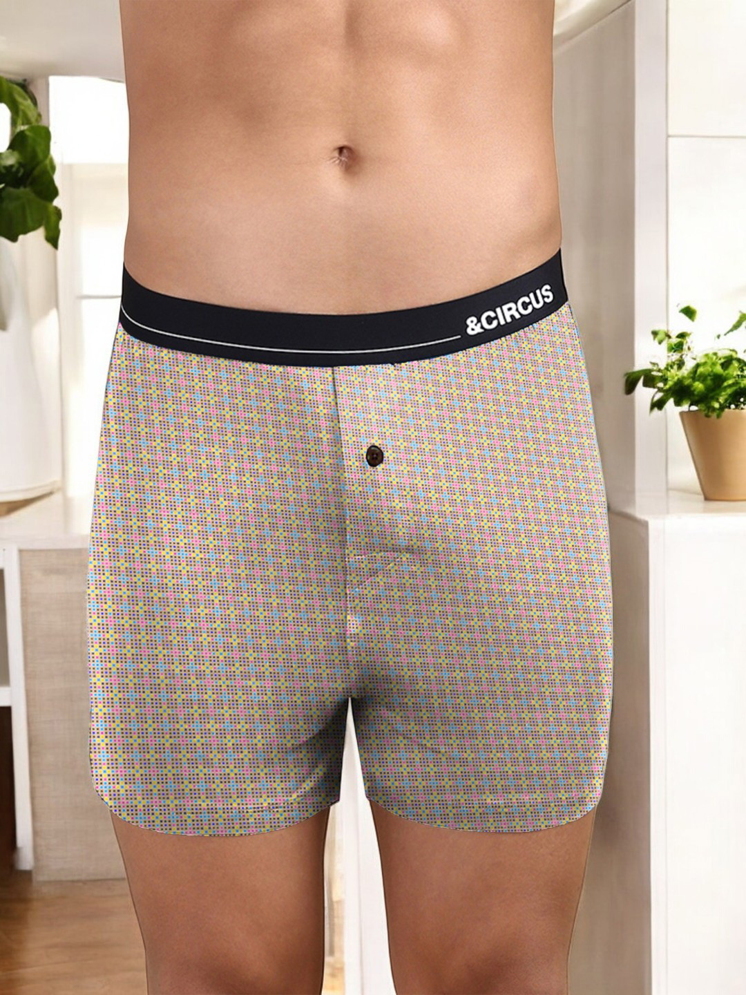 &CIRCUS Men Printed Modal Boxer with Button Fly