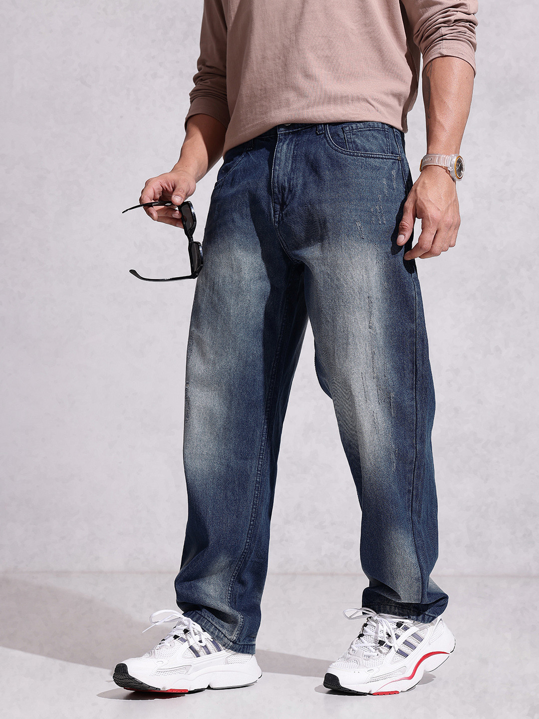 WROGN Men Pure Cotton Anti Cat Scratches Light Fade Regular Fit Jeans