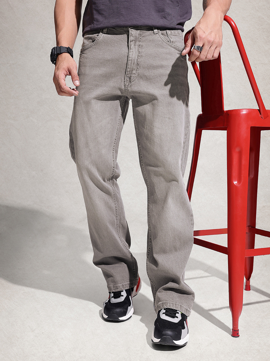 WROGN Men Bootcut Light Fade Stretchable Jeans