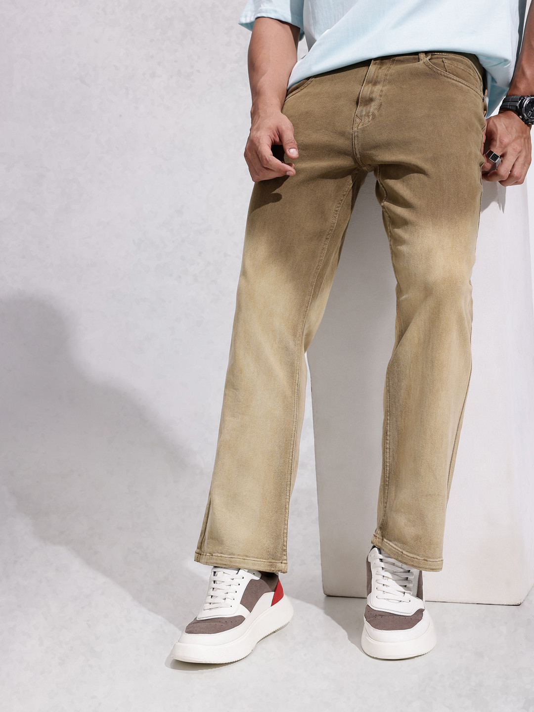 WROGN Men Bootcut Light Fade Ombre Jeans