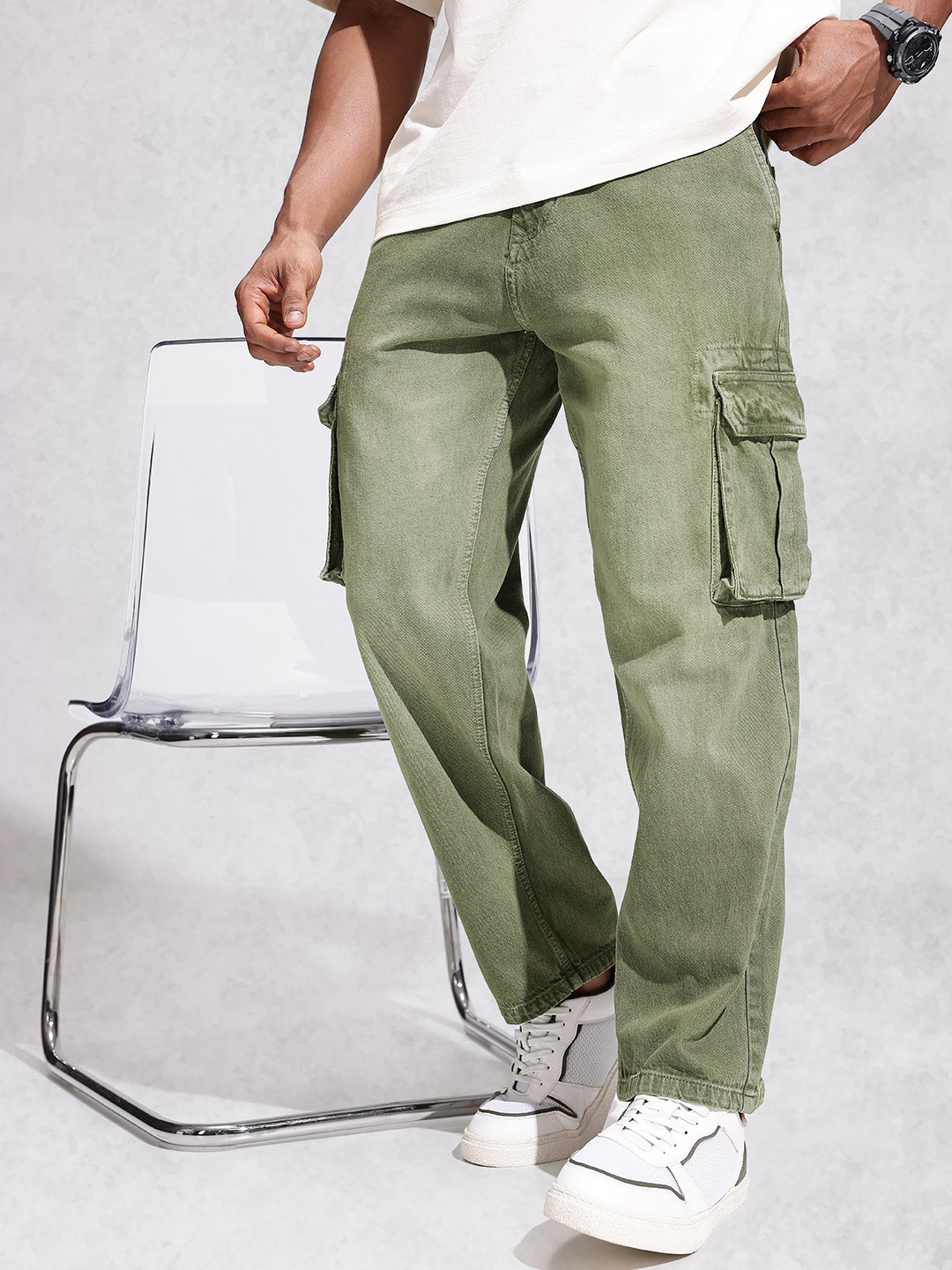 WROGN Men  Cotton Loose Light Fade Cargo Jeans