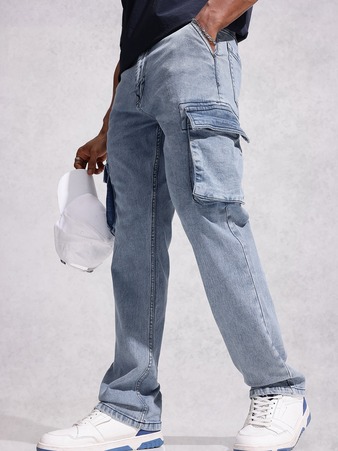 WROGN Men Anti Cargo Fit Light Fade Stretchable Jeans