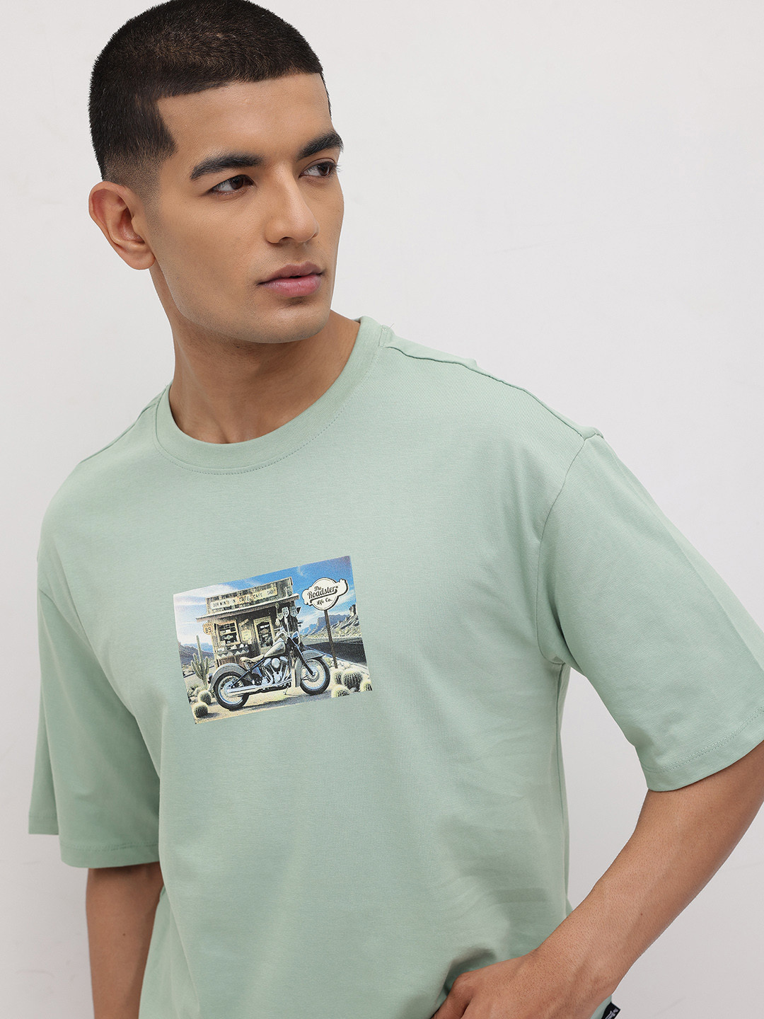 The Roadster Life Co. Biker Print Relaxed Pure Cotton T-shirt