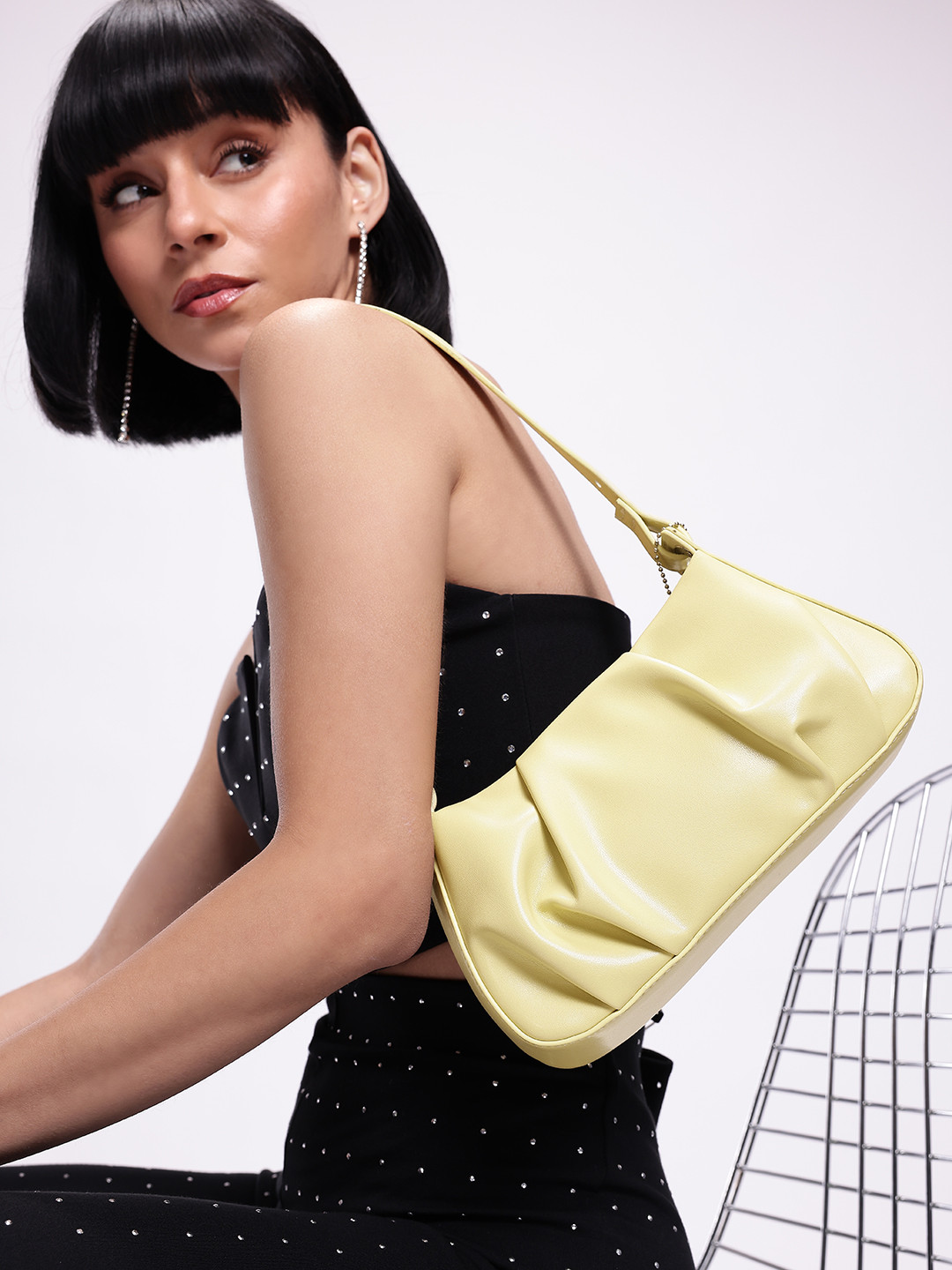 DressBerry Women Butter Yellow Shoulder Bag