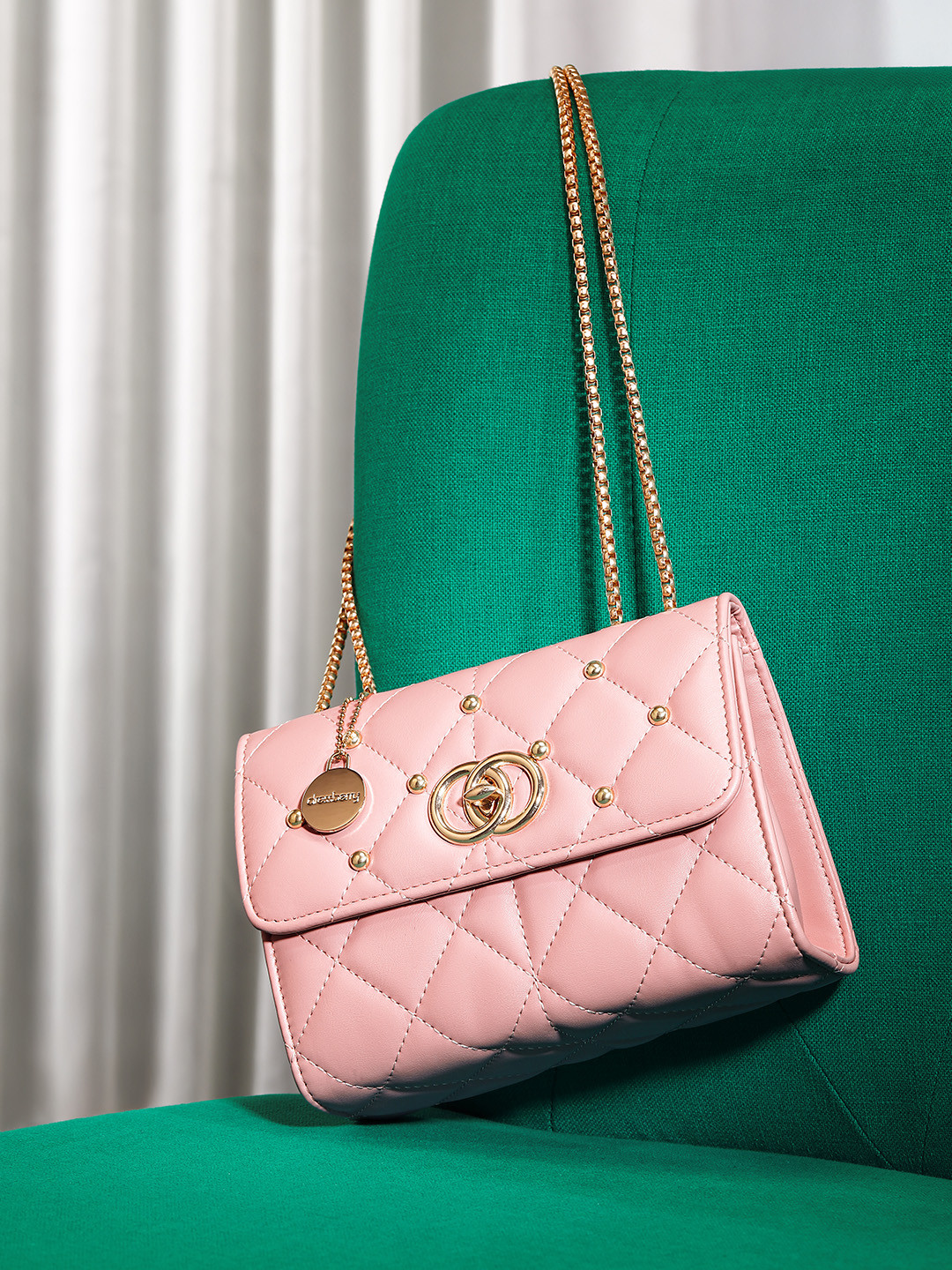 DressBerry Quilted Shoulder Bag with Studded Detail