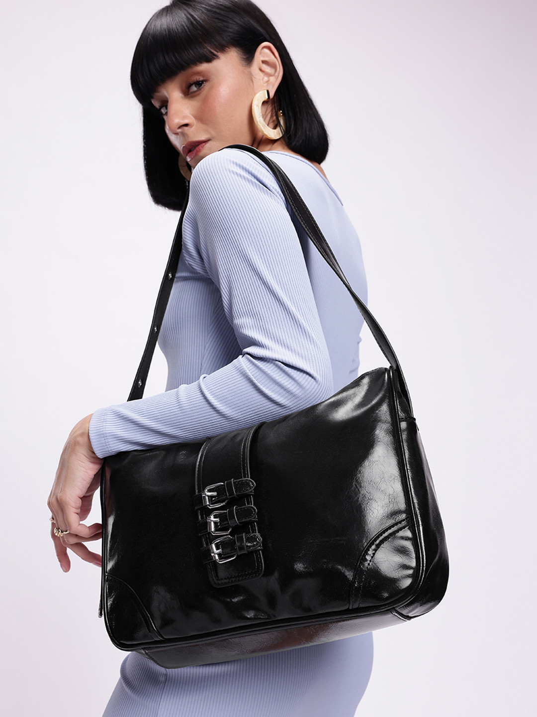 DressBerry Women Belted Shoulder College Bag