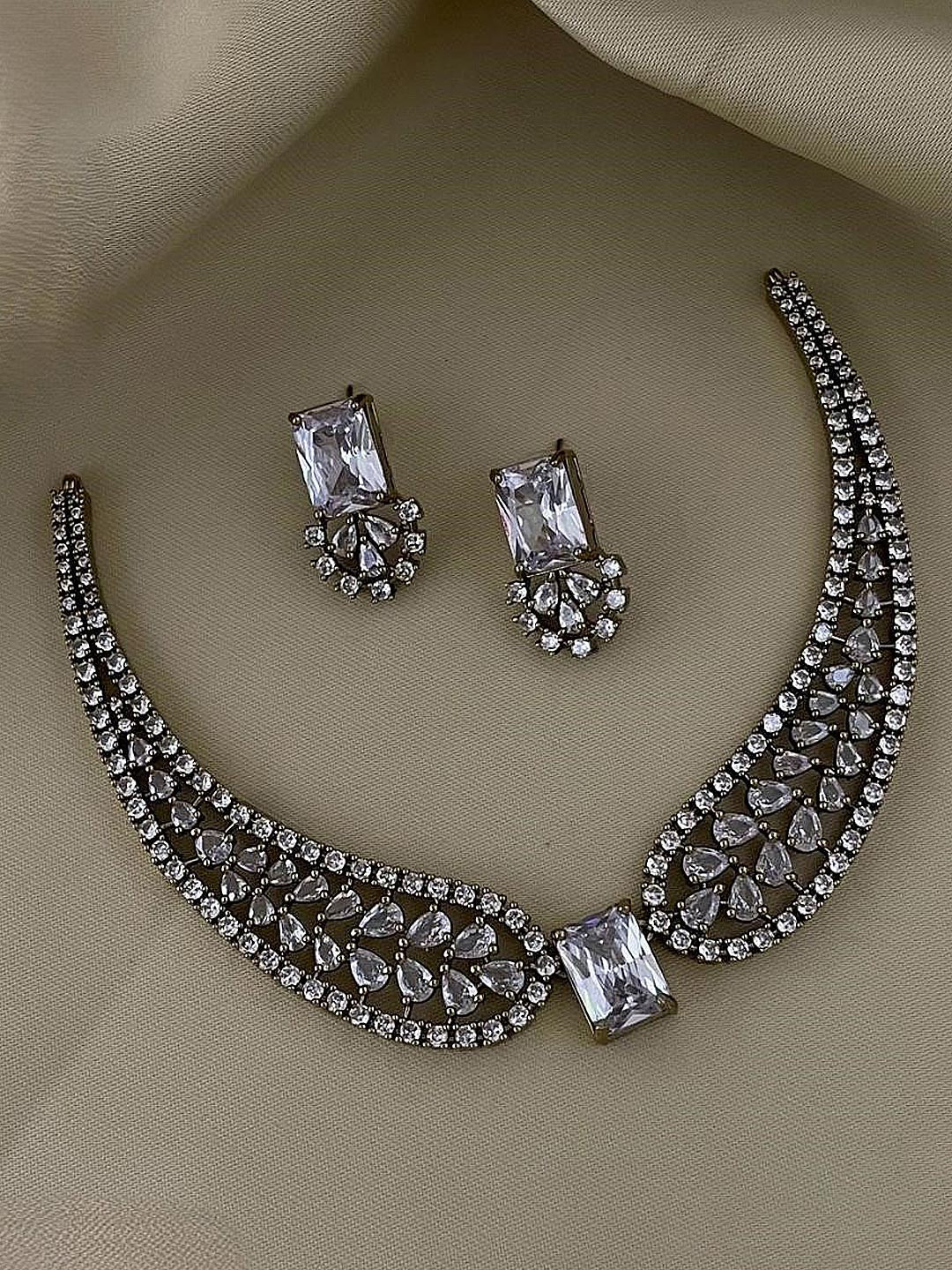 D Rio Fashions Gold Plated CZ Stone Studded Jewellery Set