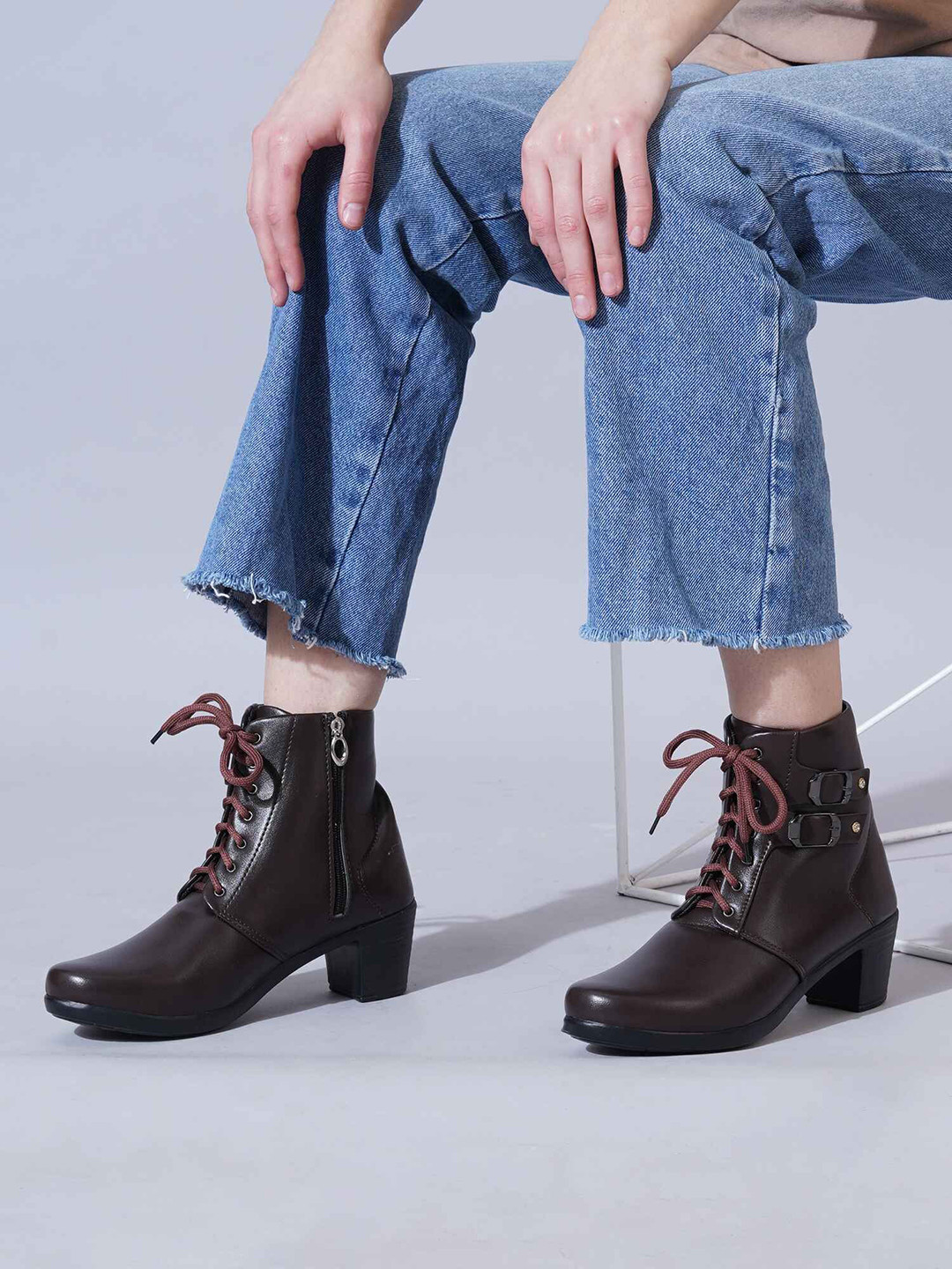 PLANET WALK Women Round Toe Biker Boots