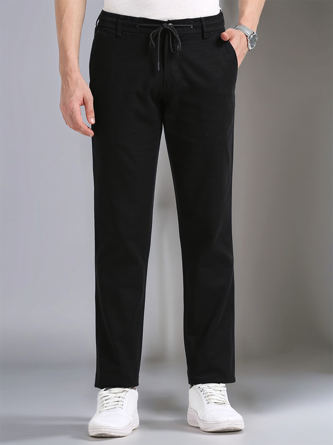 NEVER NEUD Men Relaxed Fancy Linen Trousers